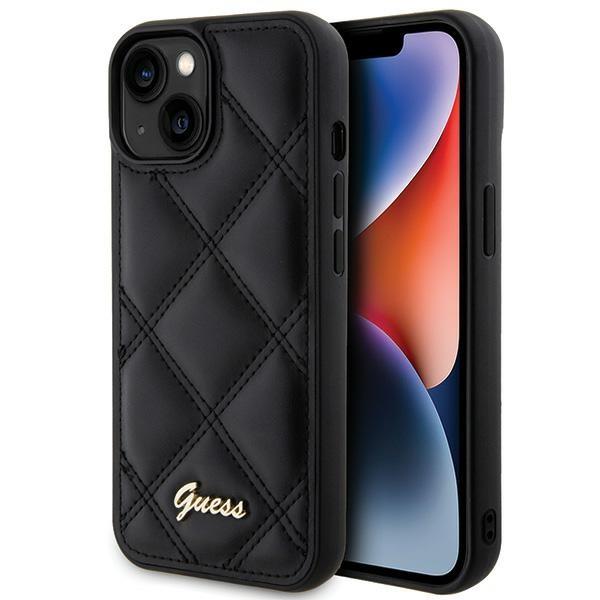 Capa Guess Quilted Metal Logo para iPhone 15 - preta