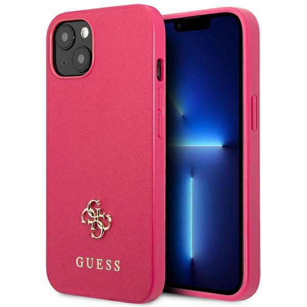 Capa Guess Saffiano 4G com Pequeno Logo Metálico para iPhone 13 mini - rosa