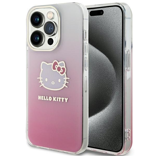 Estojo Hello Kitty IML Gradient Electrop Kitty Head para iPhone 14 Pro - rosa