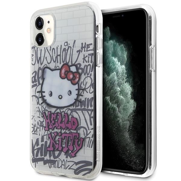 Capa Hello Kitty IML Kitty On Bricks Graffiti para iPhone 11 / Xr - branca