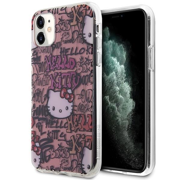 Capa Hello Kitty IML Tags Graffiti para iPhone 11 / Xr - rosa
