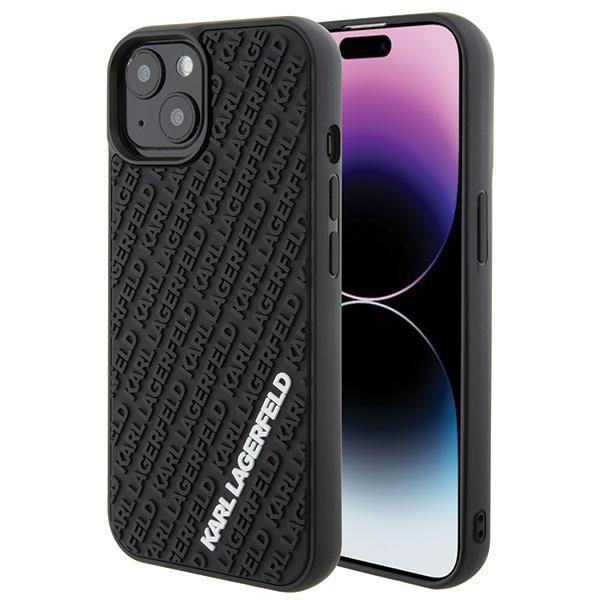 Capa Karl Lagerfeld 3D Rubber Multi Logo para iPhone 15 - preta