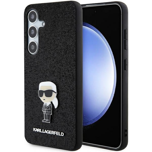 Estojo Karl Lagerfeld Fixed Glitter Ikonik Logo Metal Pin para Samsung Galaxy S24+ - preto