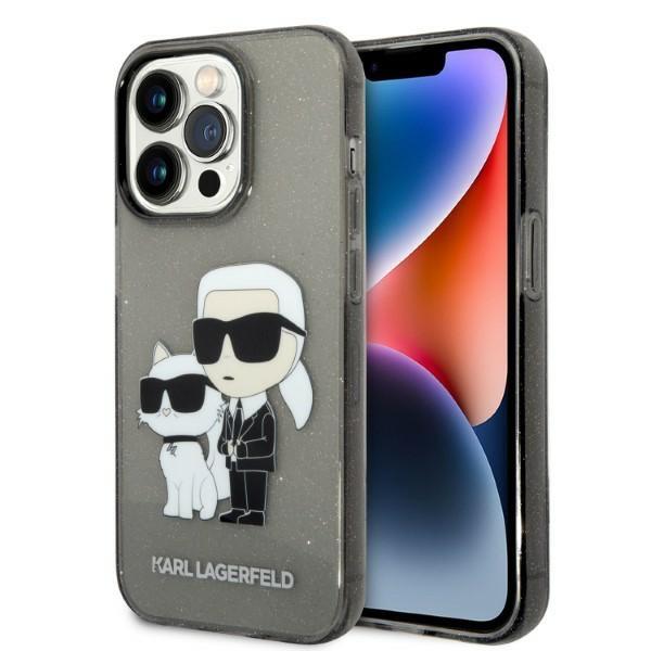 Estojo Karl Lagerfeld Glitter Karl&Choupette para iPhone 14 Pro Max - preto