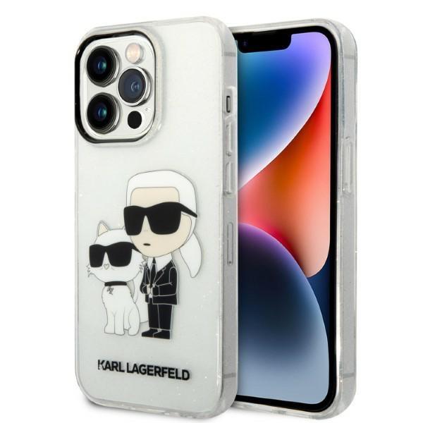 Etui Karl Lagerfeld Glitter Karl&Choupette para iPhone 14 Pro - transparente