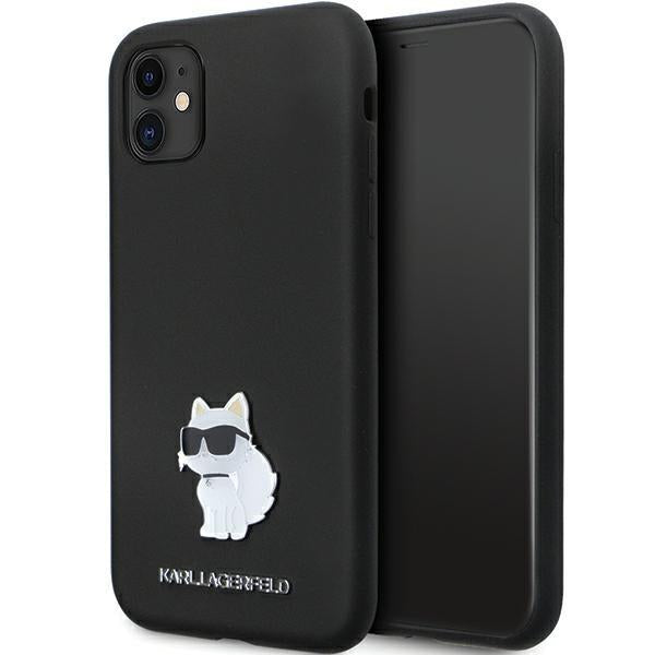 Capa Karl Lagerfeld de Silicone com Pino Metálico Choupette para iPhone 11 / Xr - preta