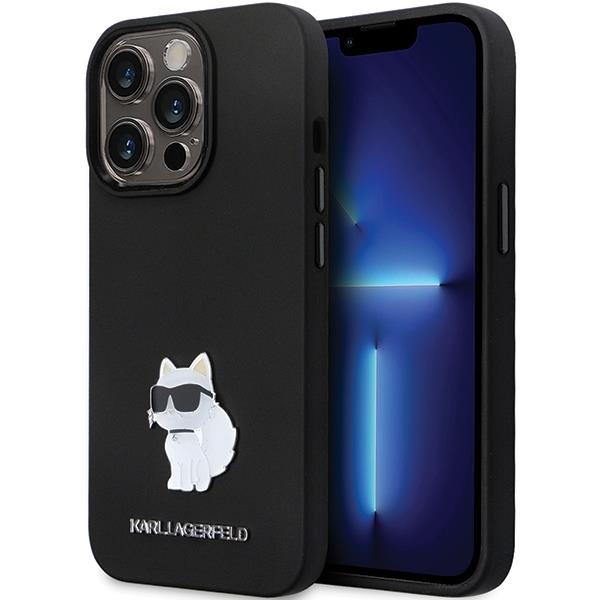 Capa Karl Lagerfeld de Silicone com Pino Metálico Choupette para iPhone 13 Pro / iPhone 13 - preta
