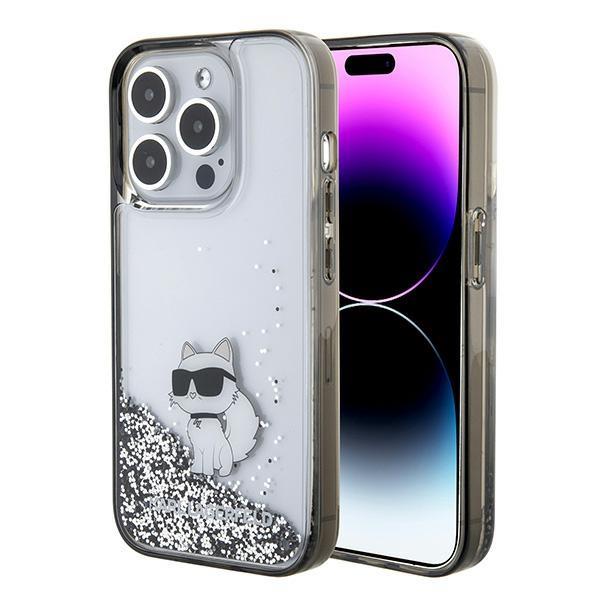 Capa Karl Lagerfeld Liquid Glitter Choupette para iPhone 15 Pro Max - transparente