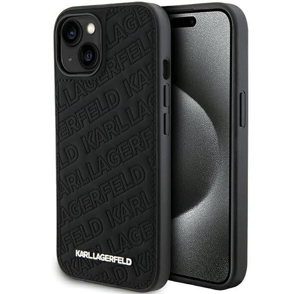 Capa Karl Lagerfeld Quilted K Pattern para iPhone 15 - preta