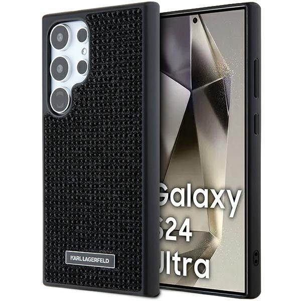 Etui Karl Lagerfeld com Logo de Metal e Strass para Samsung Galaxy S24 Ultra - Preto