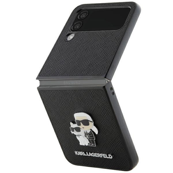 Capa Karl Lagerfeld Saffiano Karl&Choupette Pin para Samsung Galaxy Z Flip 4 - preta