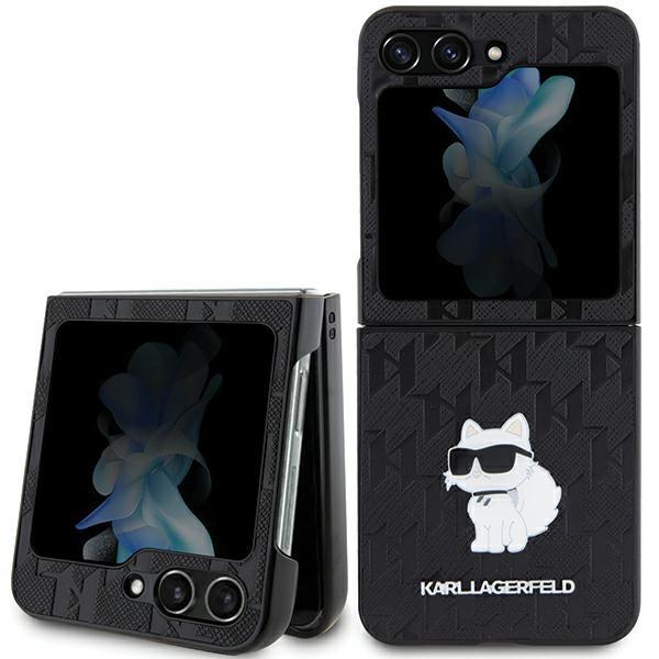 Etui Karl Lagerfeld Saffiano Monogram Choupette Pin para Samsung Galaxy Z Flip 5 - preto