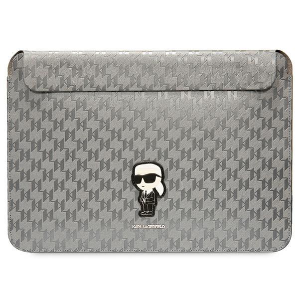 Capa Karl Lagerfeld Saffiano Monogram Ikonik para laptop de 14" - prateada