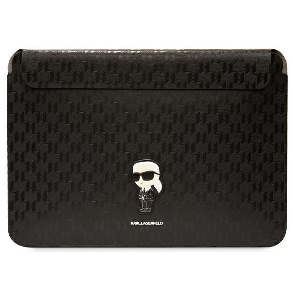 Capa Karl Lagerfeld Saffiano Monogram Ikonik para laptop de 16" - preta