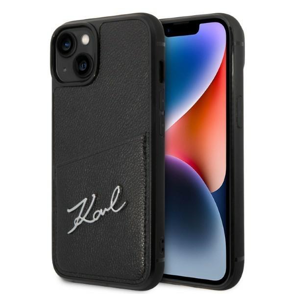 Etui Karl Lagerfeld Signature Logo Cardslot para iPhone 14 - preto