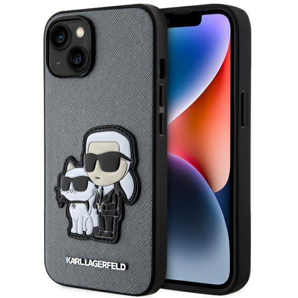 Etui Karl Lagerfeld Saffiano Karl&Choupette para iPhone 14 - prateado