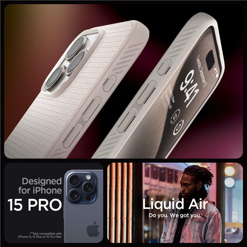 Capa Spigen Liquid Air para iPhone 15 Pro - titânio natural