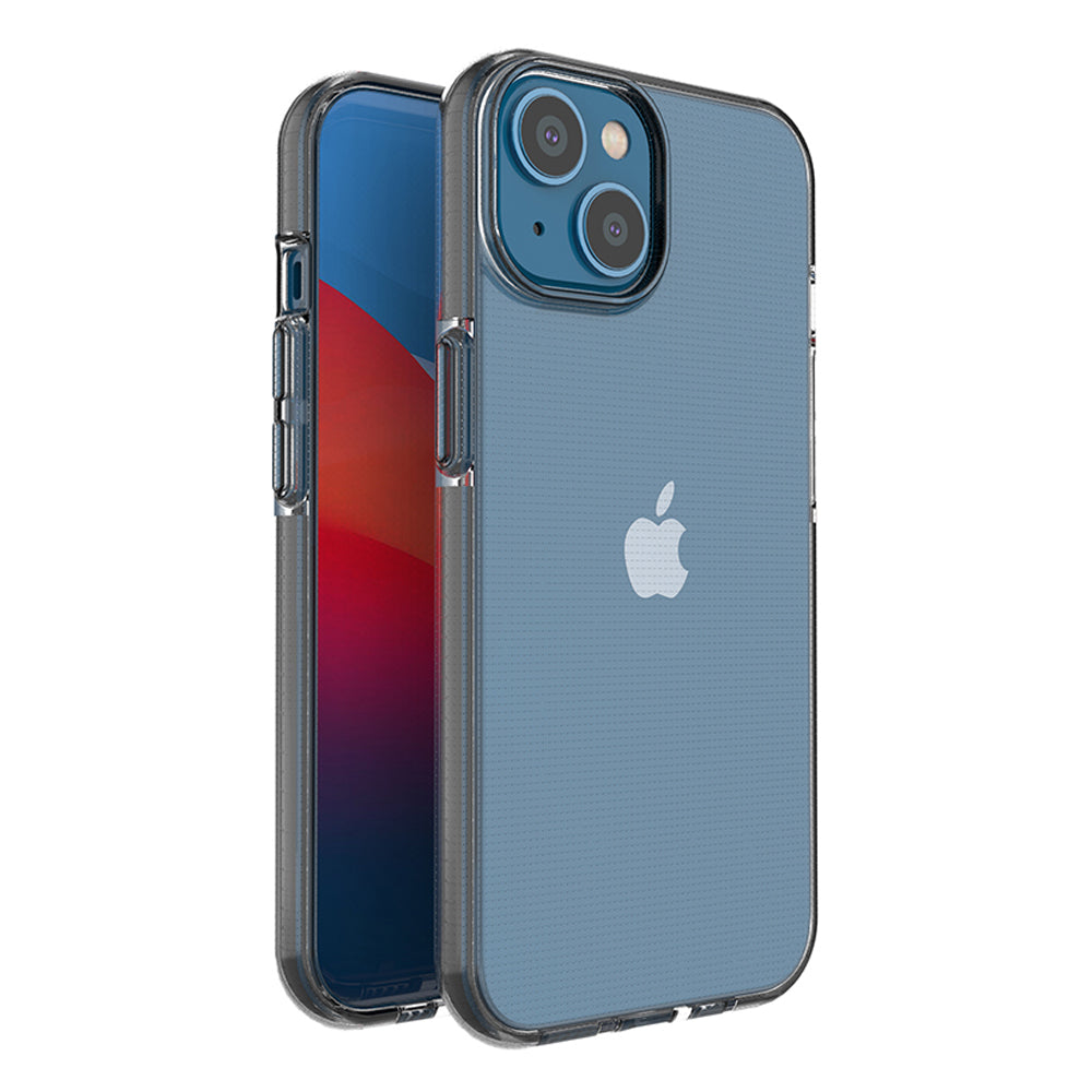 Capa de silicone Spring Case para iPhone 14 com moldura preta.
