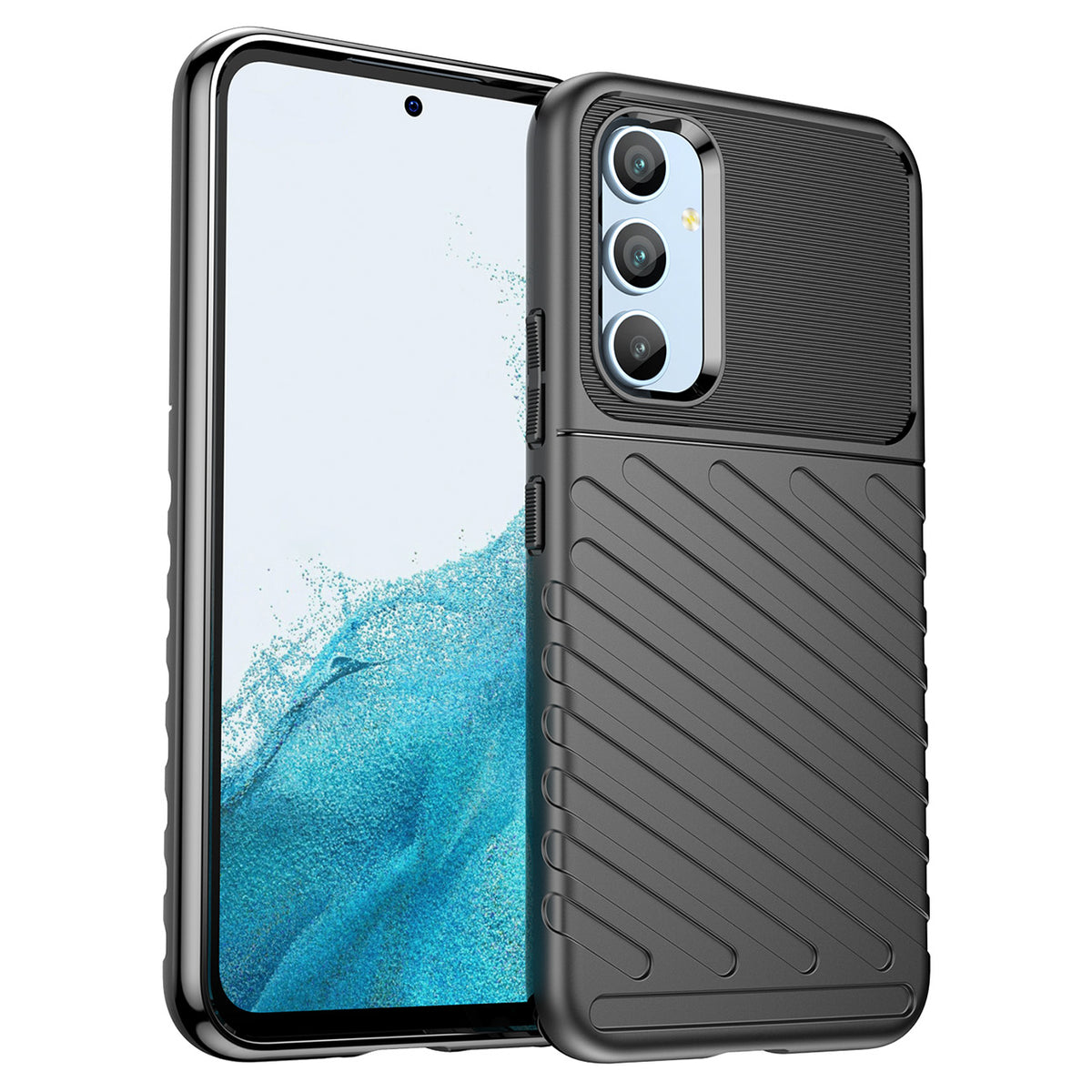 Capa Thunder Case para Samsung Galaxy A54 5G, capa de silicone resistente na cor preta.