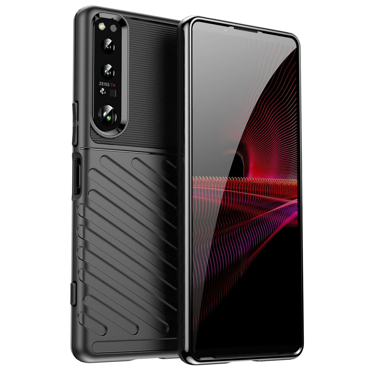 Capa Thunder Case para Sony Xperia 5 IV, de silicone e armadura, na cor preta.