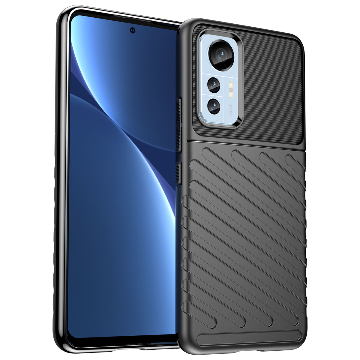 Capa Thunder Case para Xiaomi 12 Lite, de silicone e armadura, na cor preta.