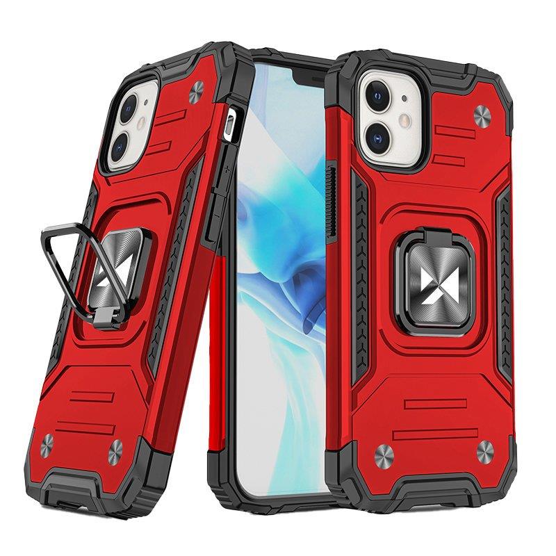 Capa Wozinsky Ring Armor para iPhone 14 Plus com suporte magnético e anel na cor vermelha