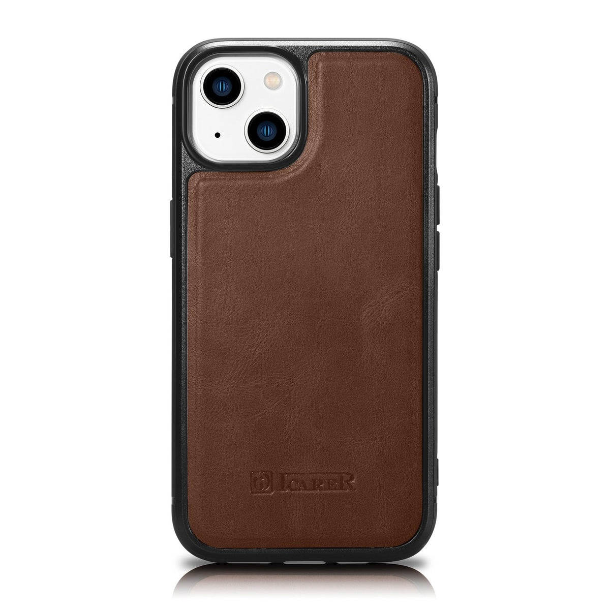 Estojo iCarer Leather Oil Wax coberto com couro natural para iPhone 14 castanho (WMI14220717-BN)