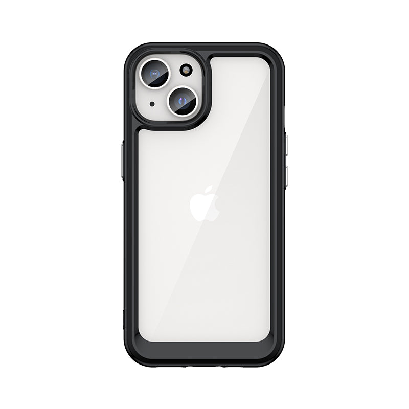 Caso reforçado Outer Space com moldura elástica para iPhone 15 - preto