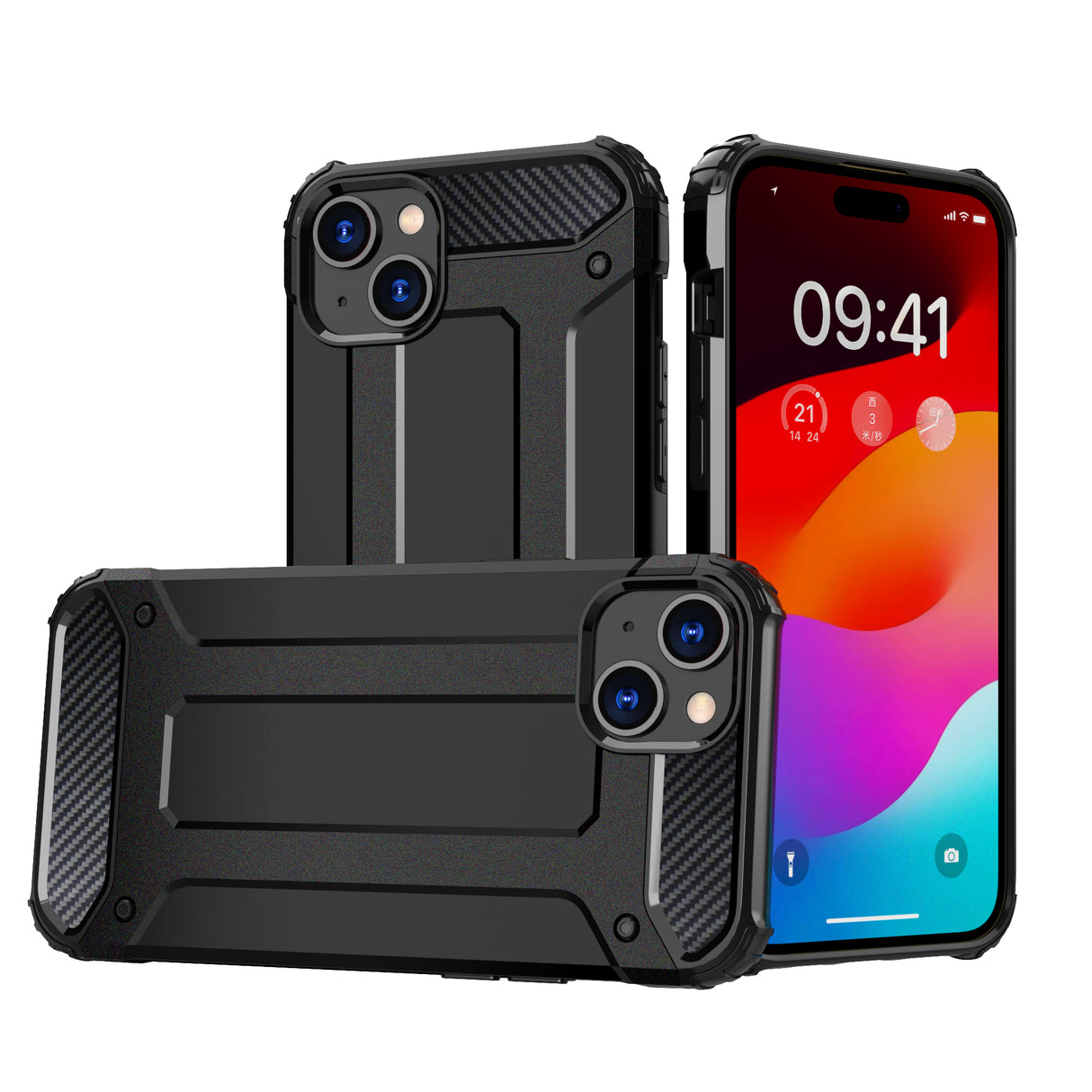 Capa Armadura Híbrida para iPhone 15 Plus - Preta