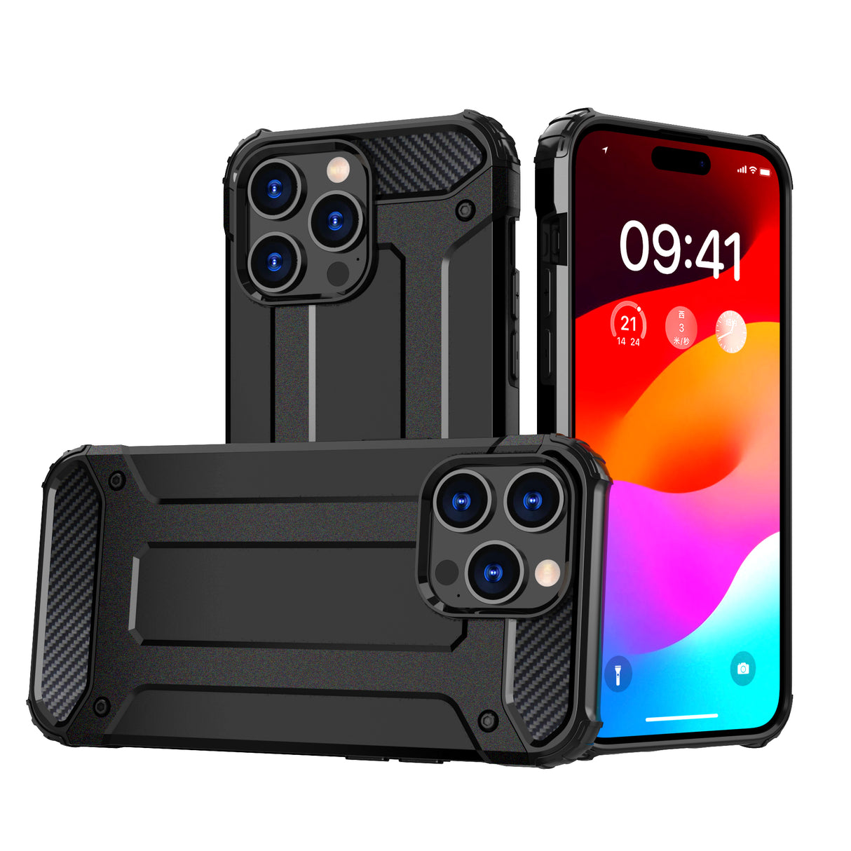 Capa Armadura Híbrida para iPhone 15 Pro Max - Preta