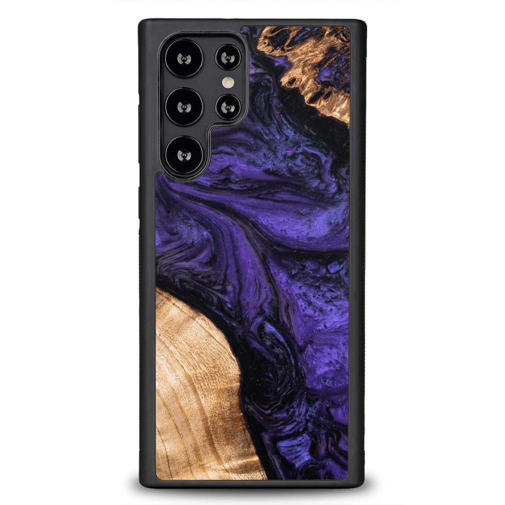 Estojo de madeira e resina para Samsung Galaxy S22 Ultra Bewood Unique Violet - roxo e preto