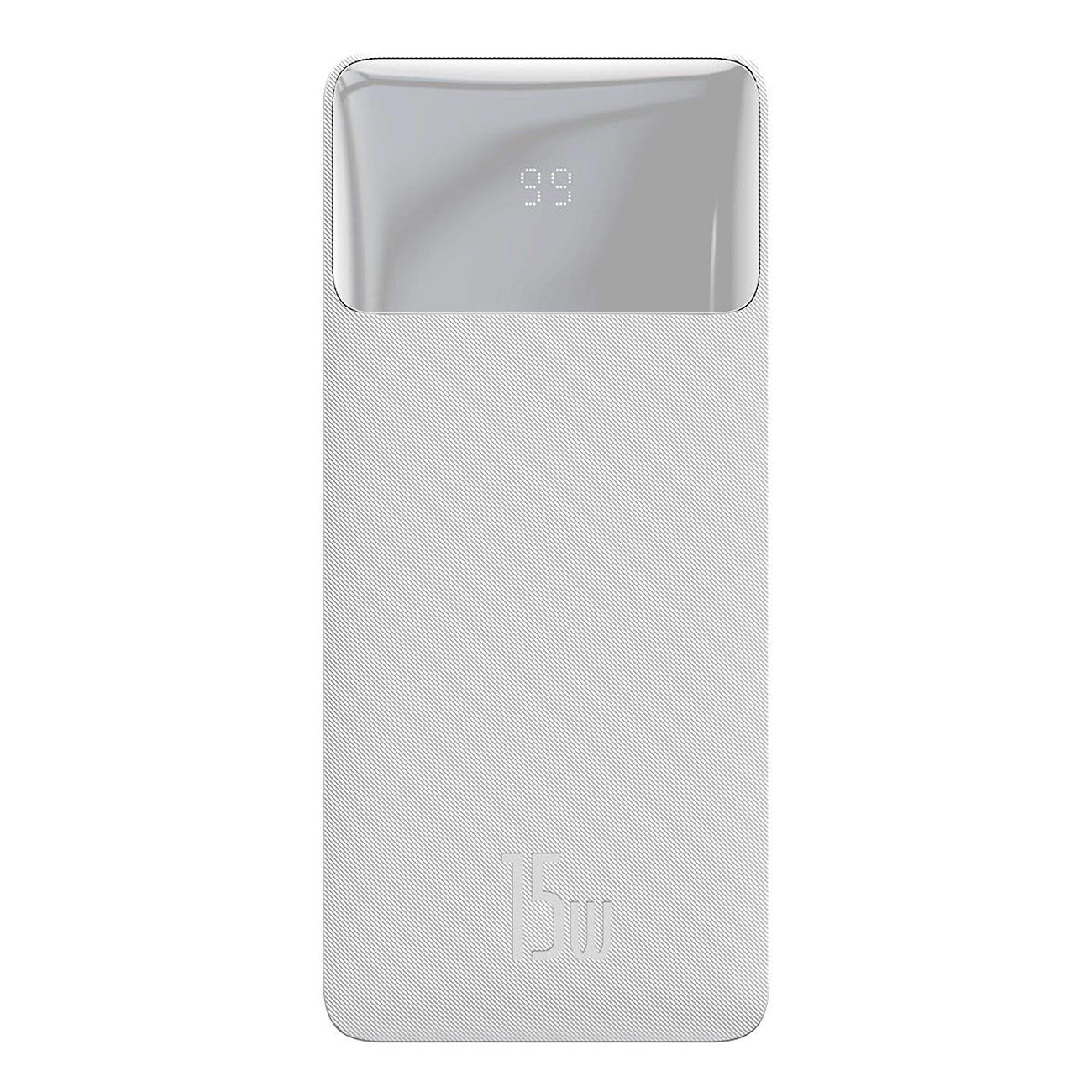 Baseus Bipow powerbank com display de 30000mAh 15W branco (Edição Internacional) + cabo USB-A para Micro USB 0.25m branco (PPBD050202)