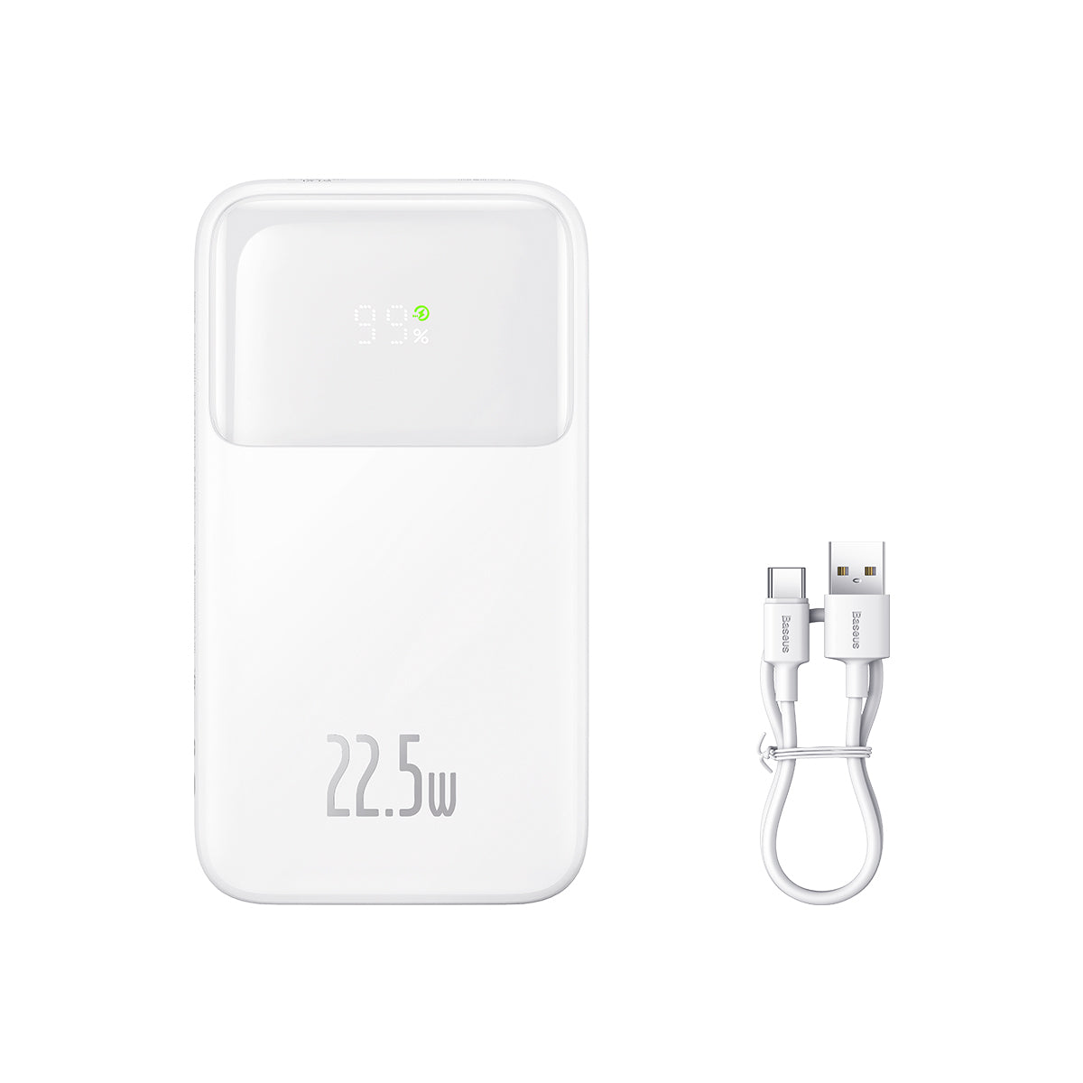 Powerbank Baseus Comet Series com display de 10000mAh 22.5W - branco + cabo USB-A - USB-C