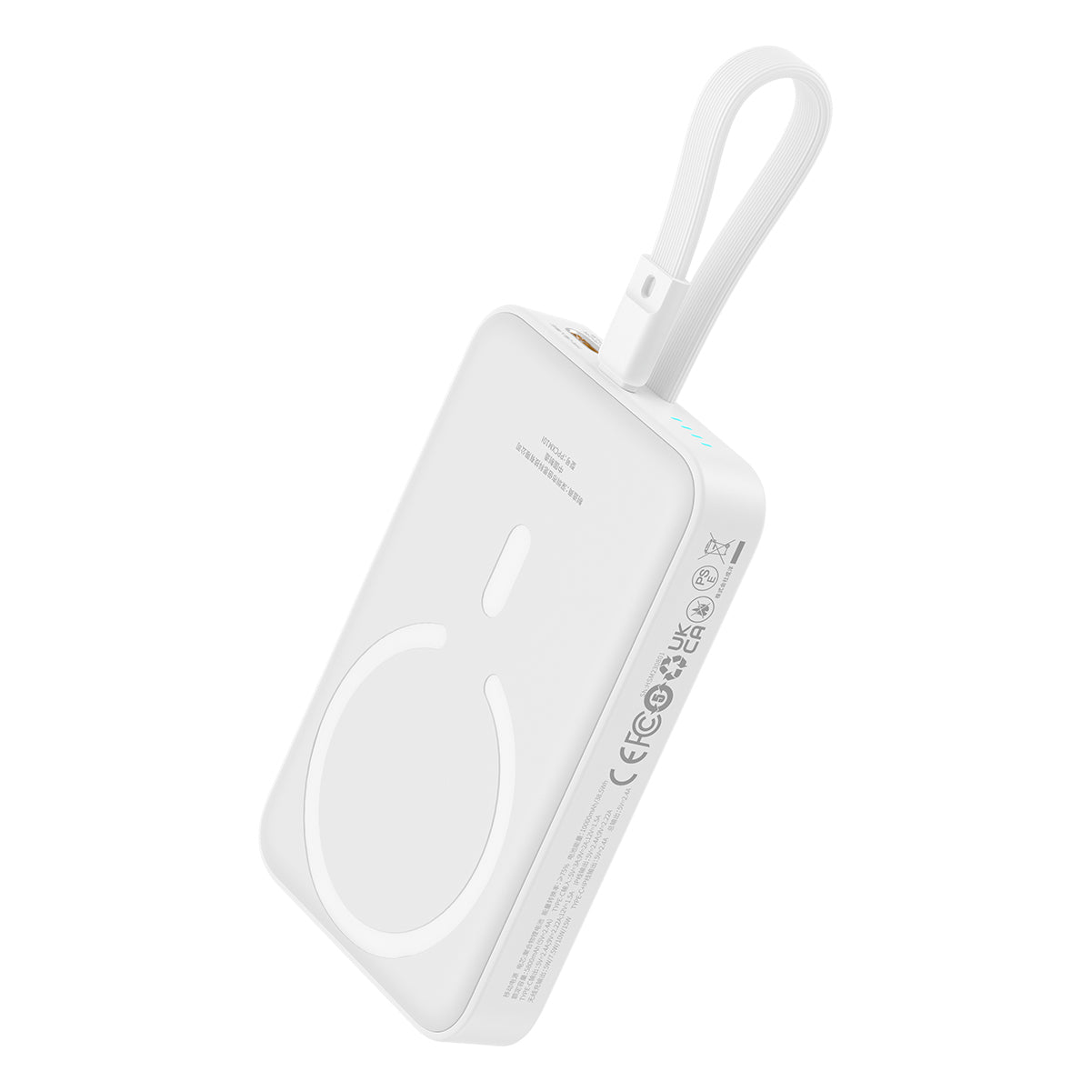 Powerbank Baseus Magnético Mini MagSafe 10000mAh 20W com cabo Lightning embutido - branco + cabo Baseus Simple Series USB-C para USB-C 60W 0.3m