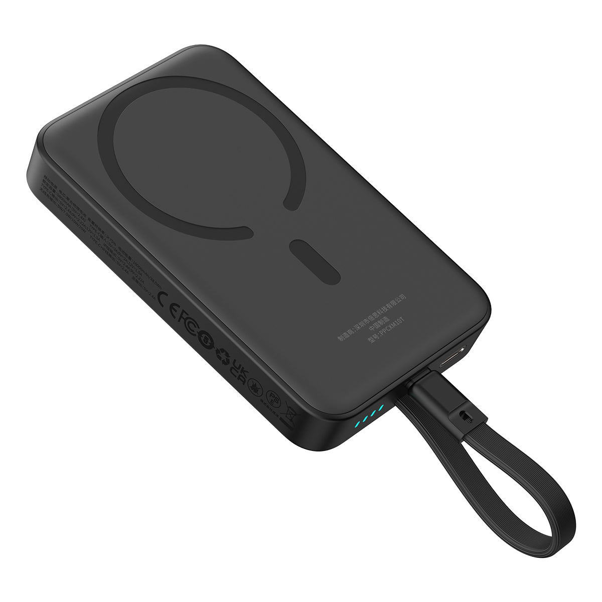 Powerbank Baseus Magnético Mini MagSafe 10000mAh 30W com cabo USB-C embutido - preto + cabo Baseus Simple Series USB-C para USB-C 60W 0.3m
