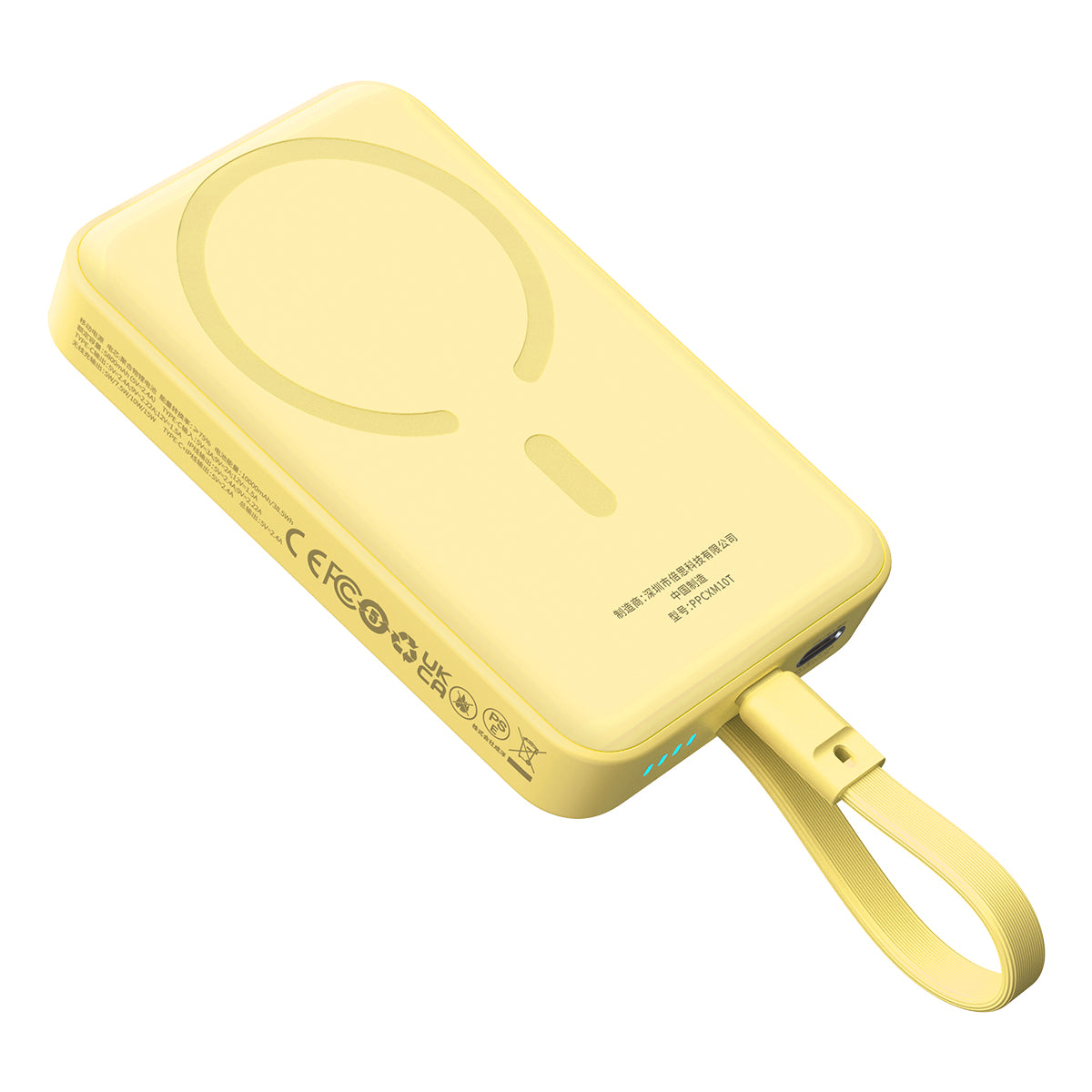 Powerbank Baseus Magnético Mini MagSafe 10000mAh 30W com cabo USB-C embutido - amarelo + cabo Baseus Simple Series USB-C para USB-C 60W 0.3m