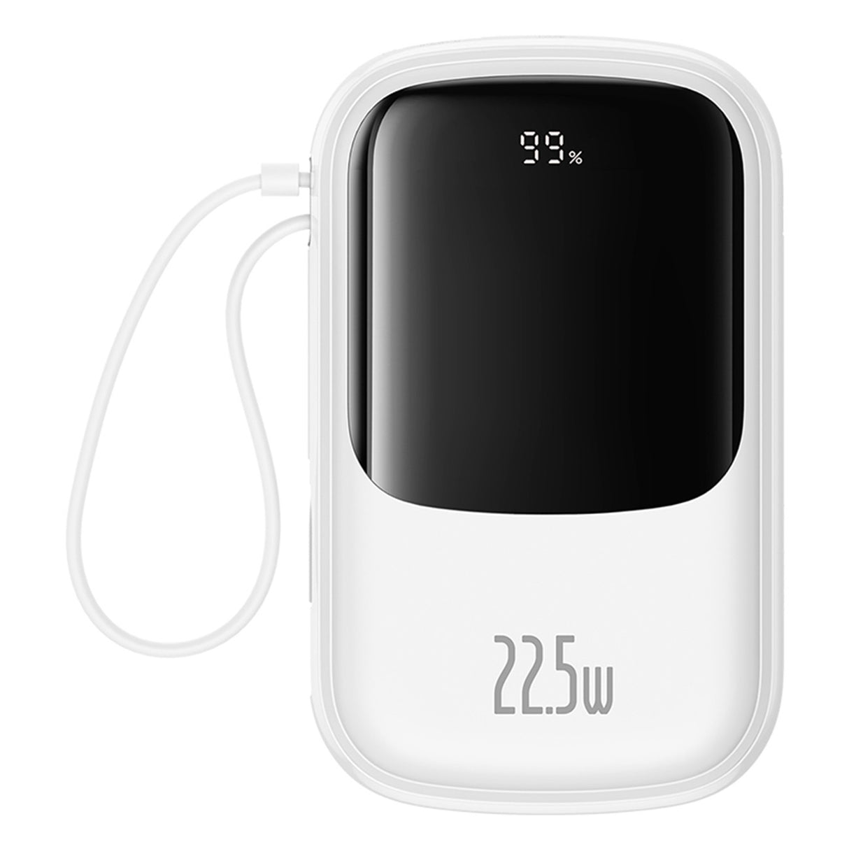 Powerbank Baseus Qpow Pro+ 20000mAh 22.5W com cabo USB-C integrado e display - branco