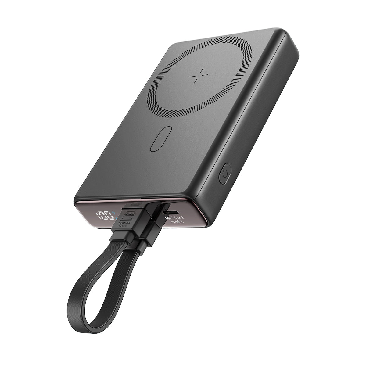 Powerbank Joyroom JR-PBM01 magnético 10000mAh 20W com suporte + cabo Lightning - USB-C - preto
