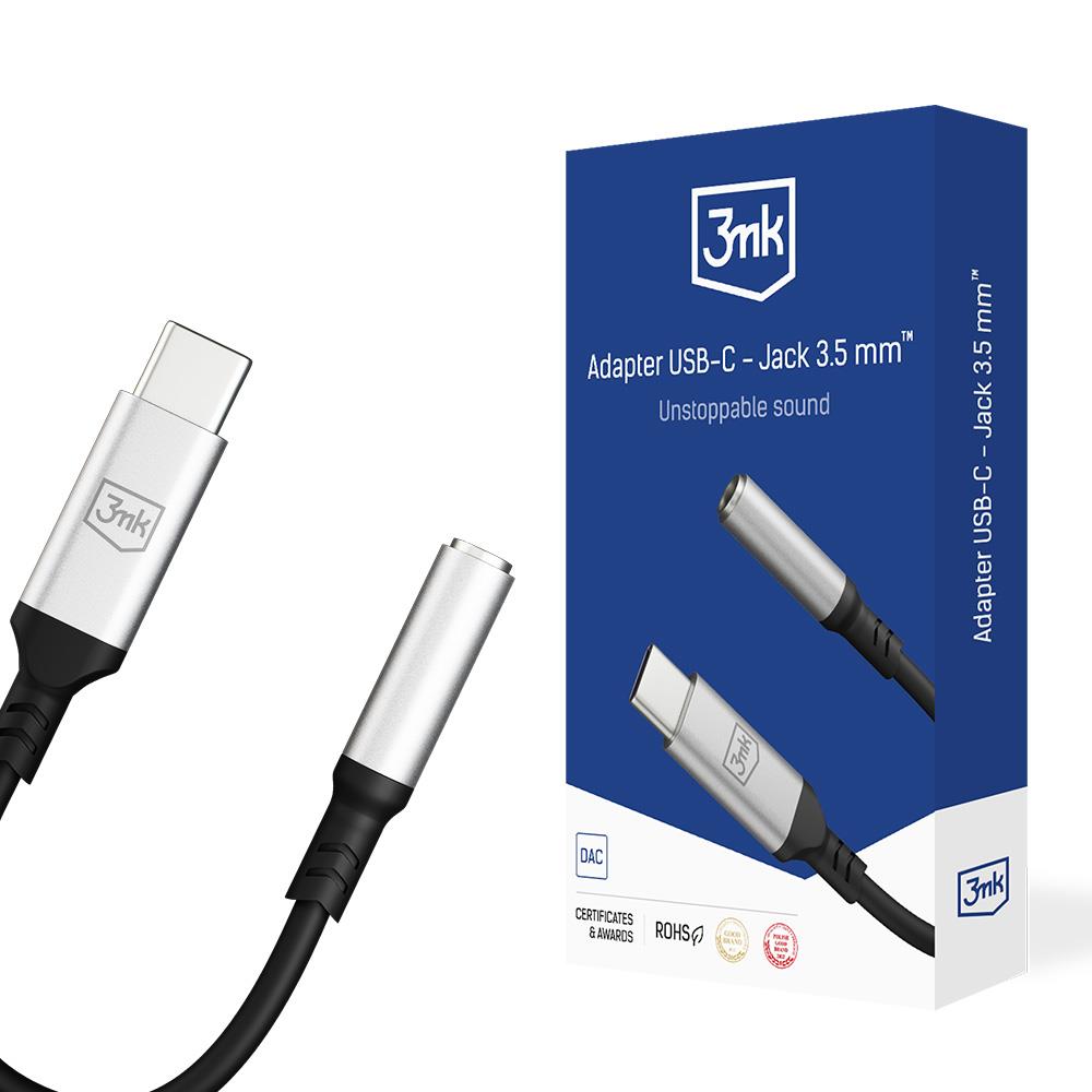 Adaptador 3mk USB-C para minijack 3,5 mm - prateado
