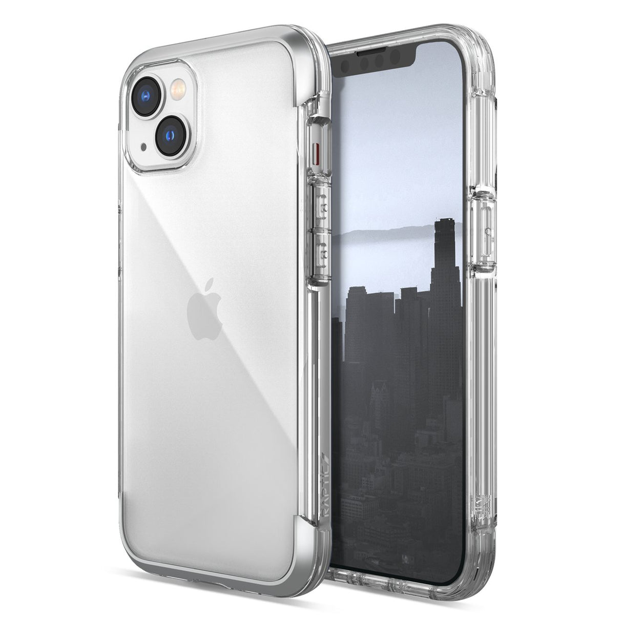 Capa Raptic X-Doria Air para iPhone 14 Plus, capa protetora robusta na cor prata.