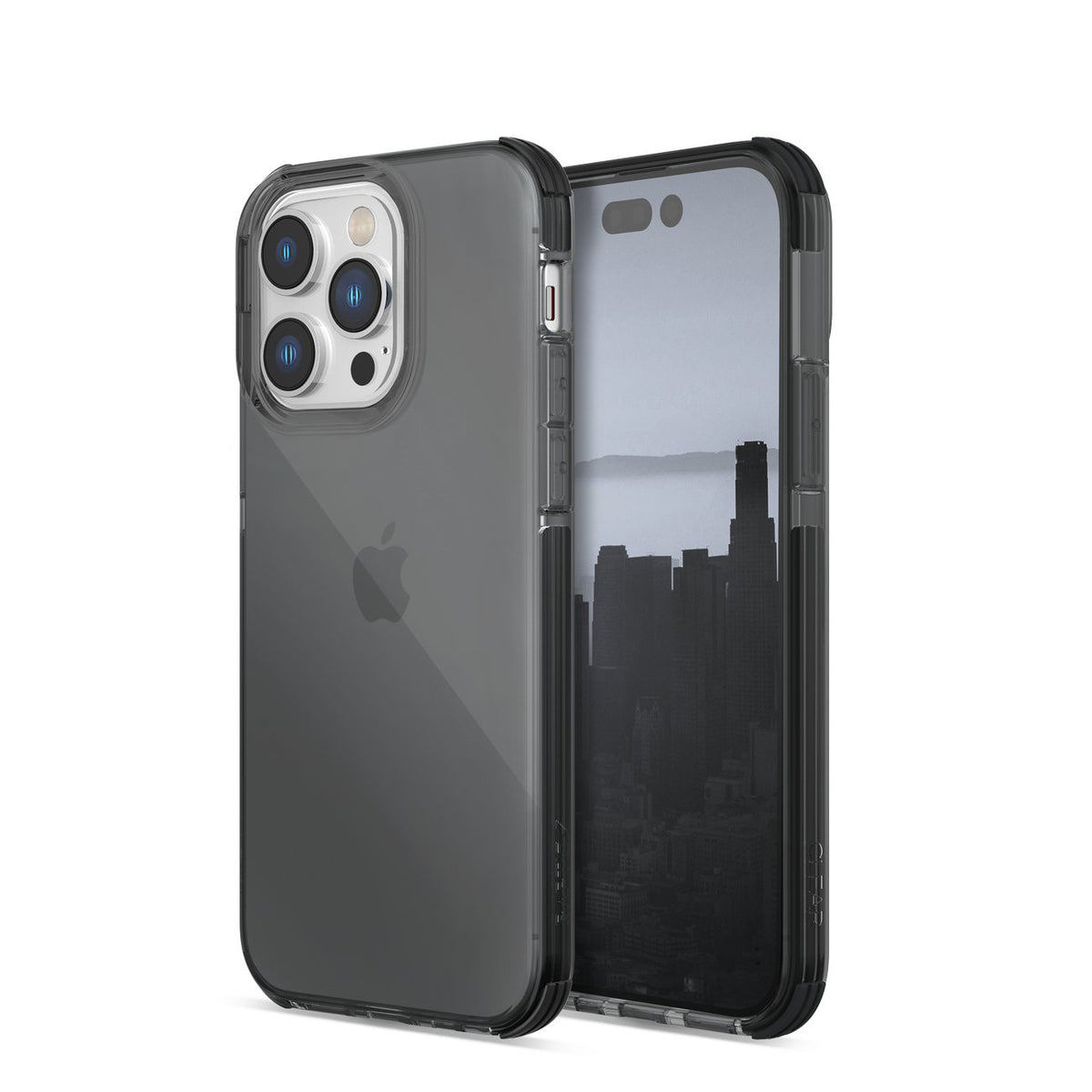 Capa transparente Raptic X-Doria para iPhone 14 Pro, capa protetora robusta na cor cinza.
