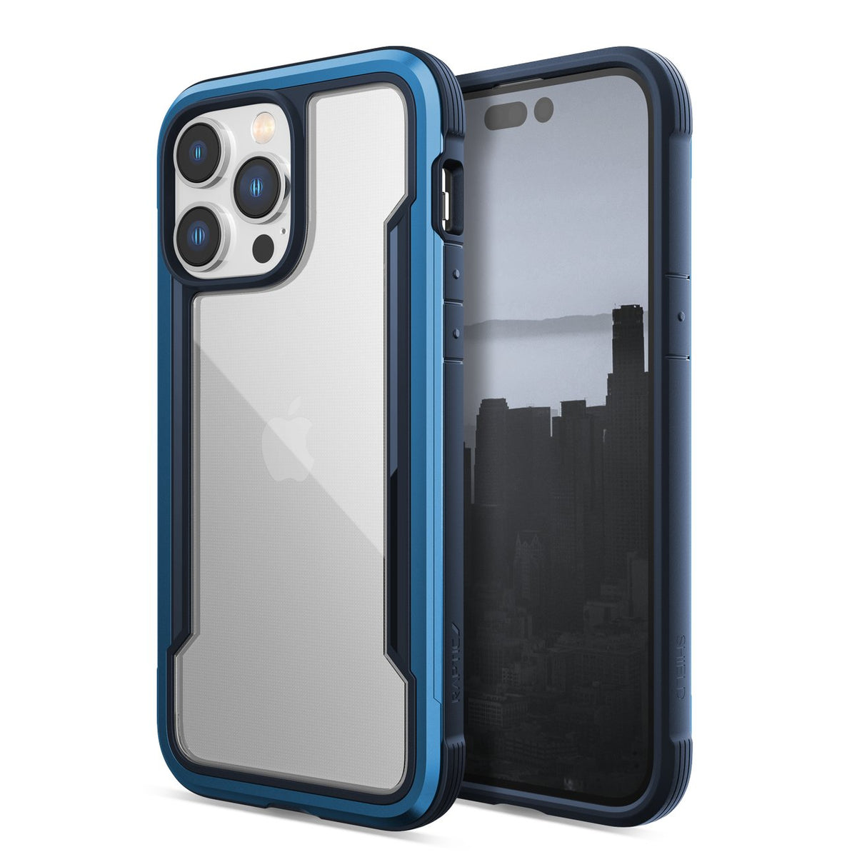 Capa Raptic X-Doria Shield para iPhone 14 Pro Max, capa protetora robusta na cor azul.