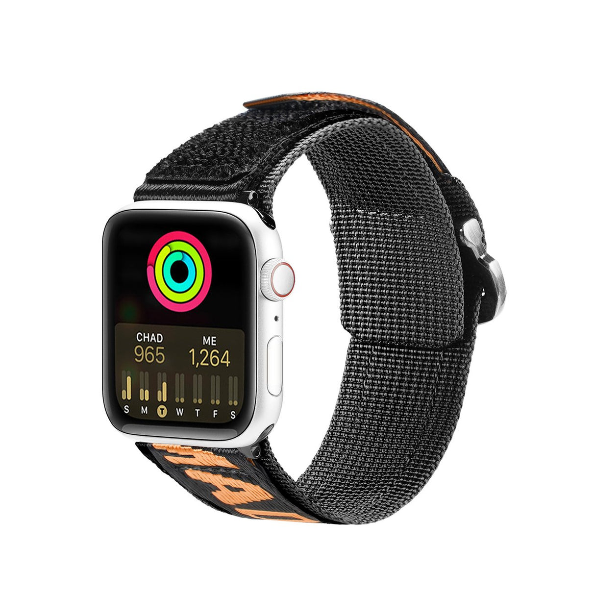 Pulseira Dux Ducis Strap (Versão Outdoor) para Apple Watch Ultra, SE, 9, 8, 7, 6, 5, 4, 3, 2, 1 (49, 45, 44, 42 mm) em nylon, bracelete preto-laranja
