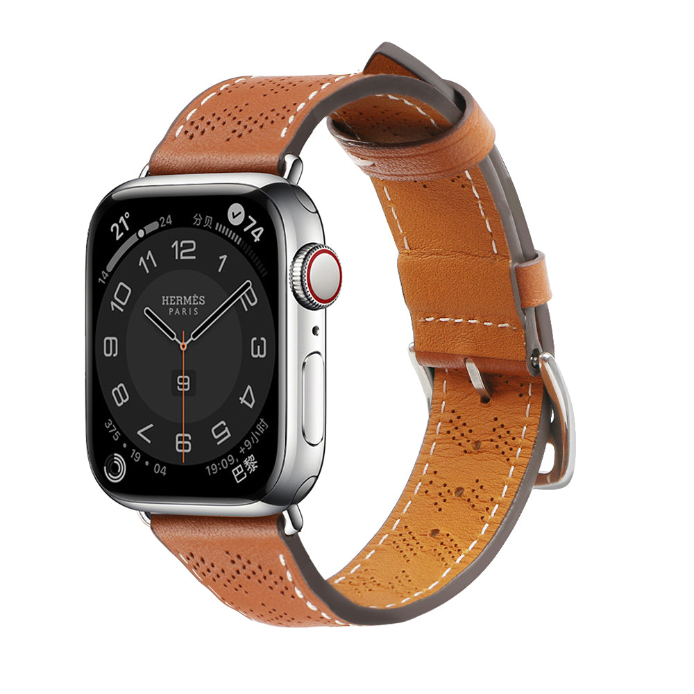 Pulseira de Couro para Apple Watch SE, 9, 8, 7, 6, 5, 4, 3, 2, 1 (41, 40, 38 mm) bracelete castanho