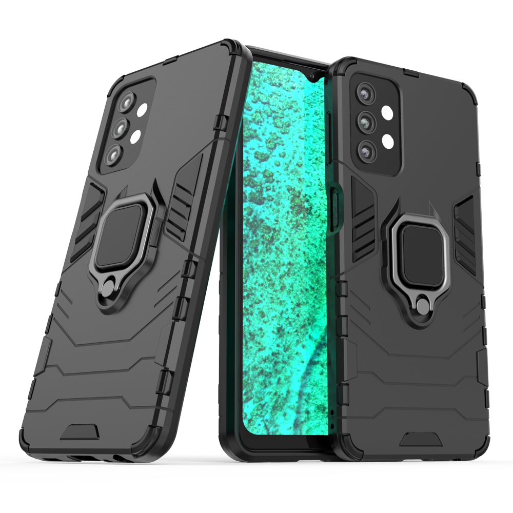 Capa híbrida blindada Ring Armor + suporte magnético para Samsung Galaxy A72 4G azul