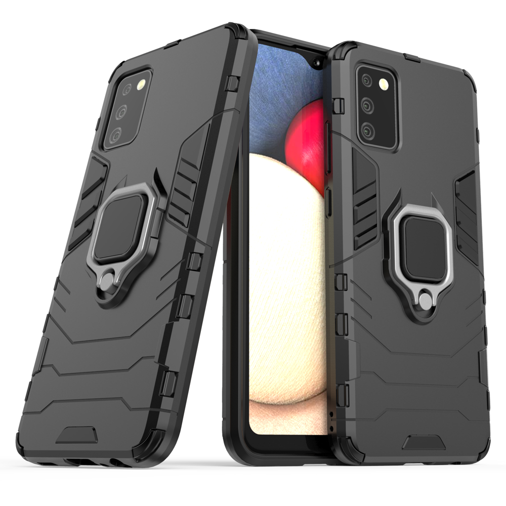Capa híbrida blindada Ring Armor + suporte magnético para Samsung Galaxy A03s (166,5) preto