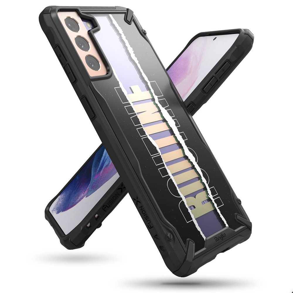 Capa protetora Ringke Fusion X Design com moldura para Samsung Galaxy S21+ 5G (S21 Plus 5G) preto (Cross) (XDSG0053)