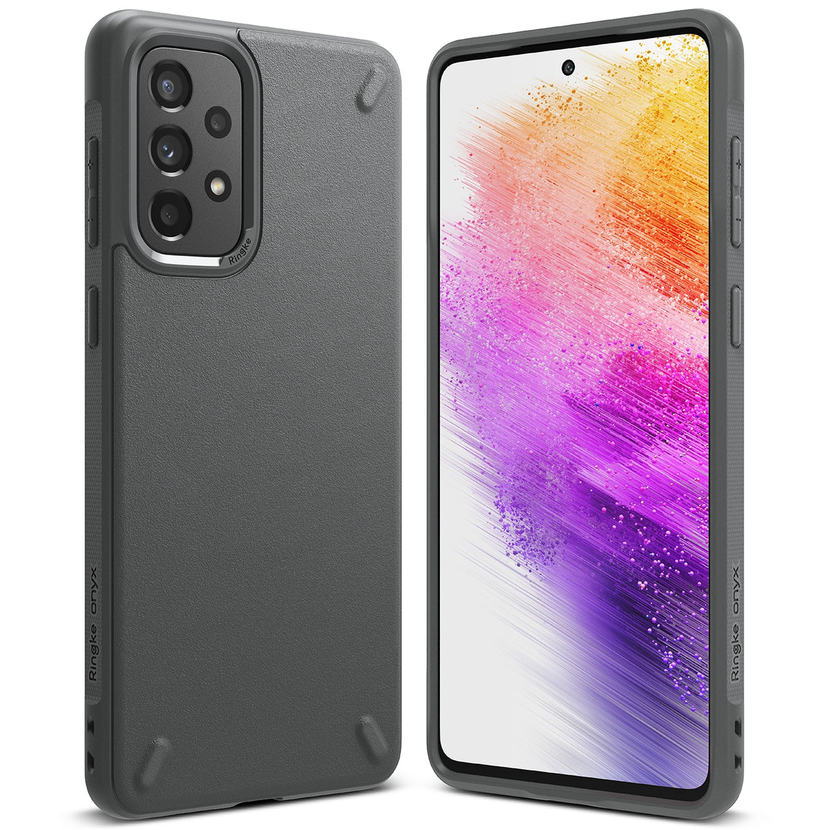 Capa resistente Ringke Onyx para Samsung Galaxy A73 na cor cinza.