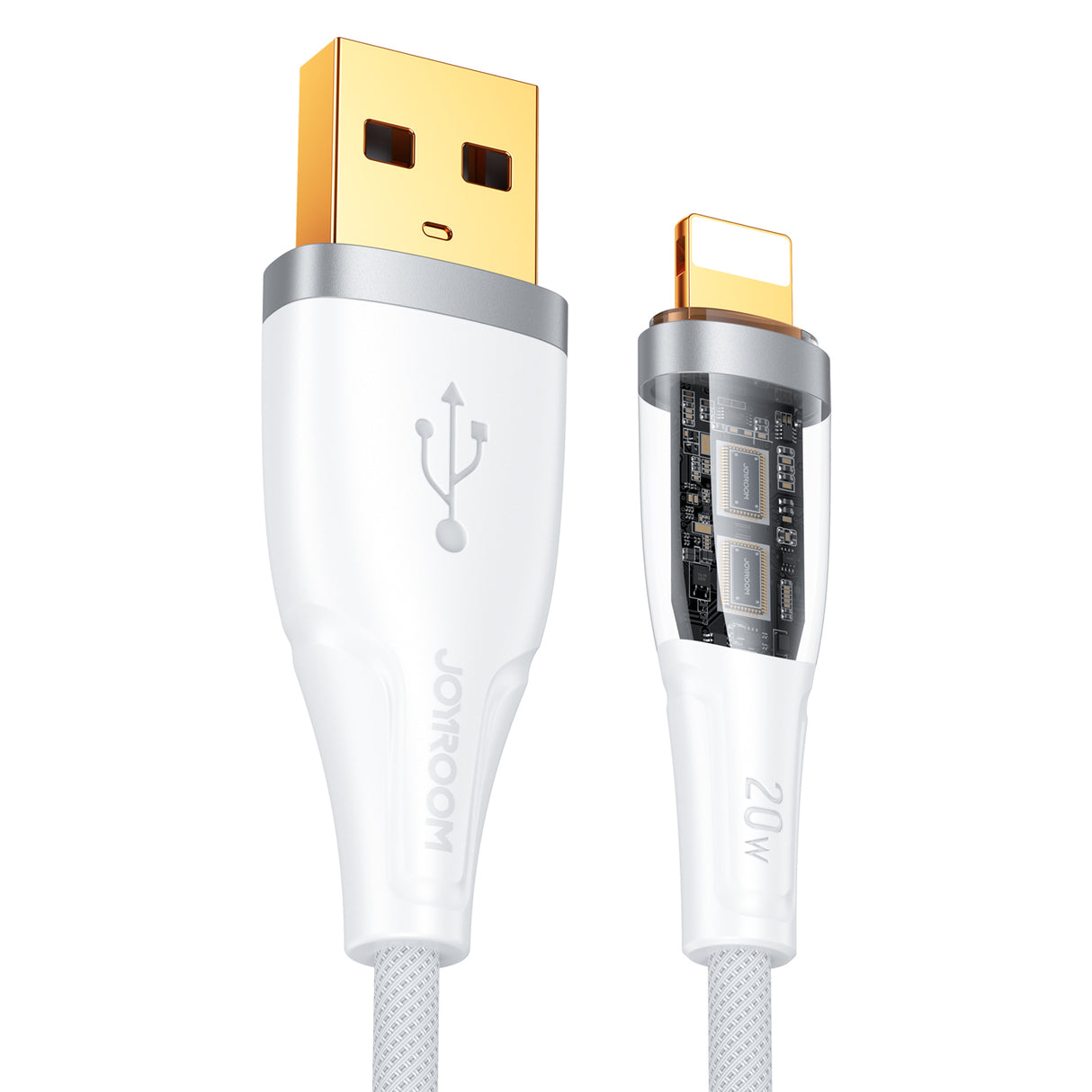 Cabo Joyroom com carregamento rápido e interruptor inteligente USB-A para Lightning 2.4A 1.2m branco (S-UL012A3)