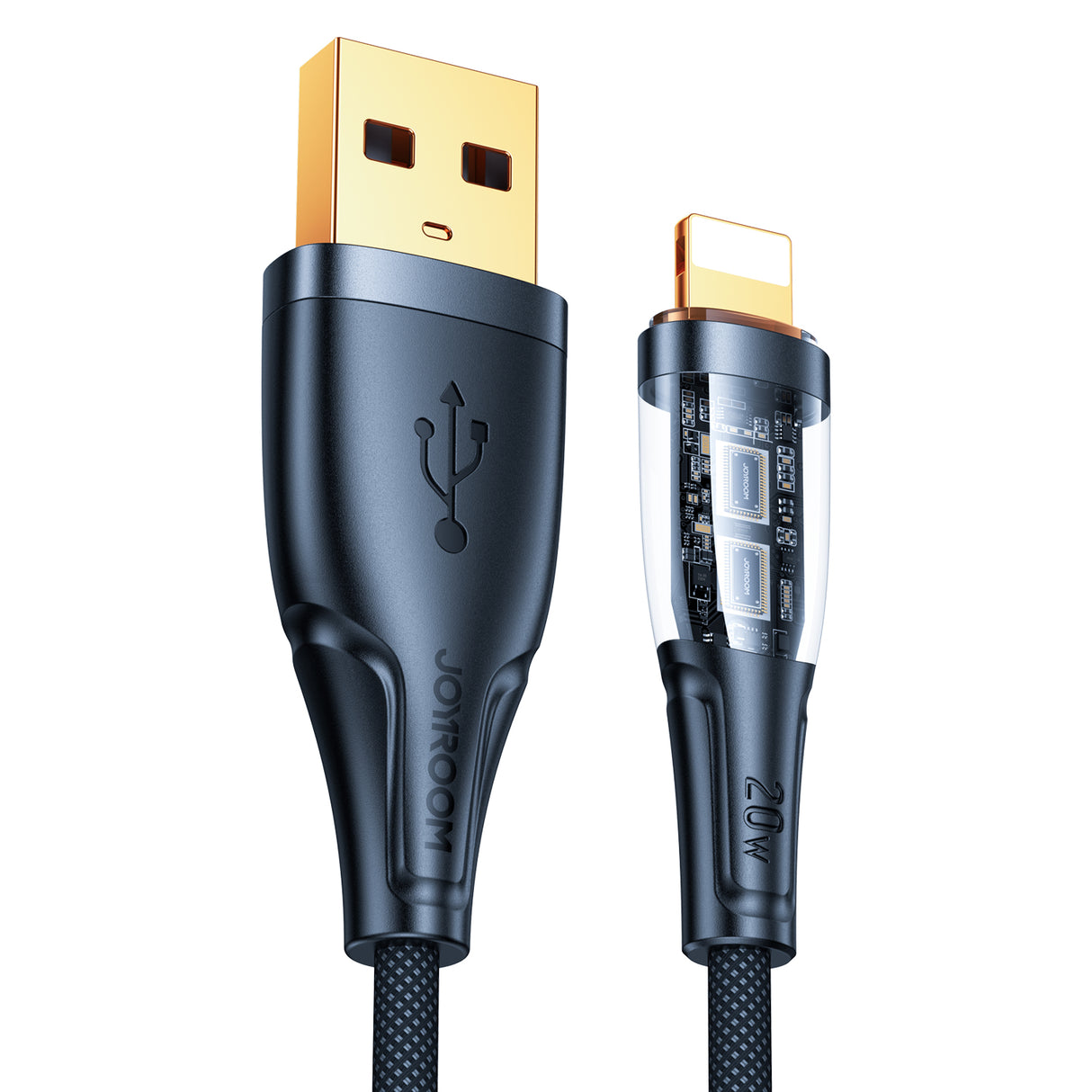 Cabo Joyroom com carregamento rápido e interruptor inteligente USB-A para Lightning 2.4A 1.2m preto (S-UL012A3)
